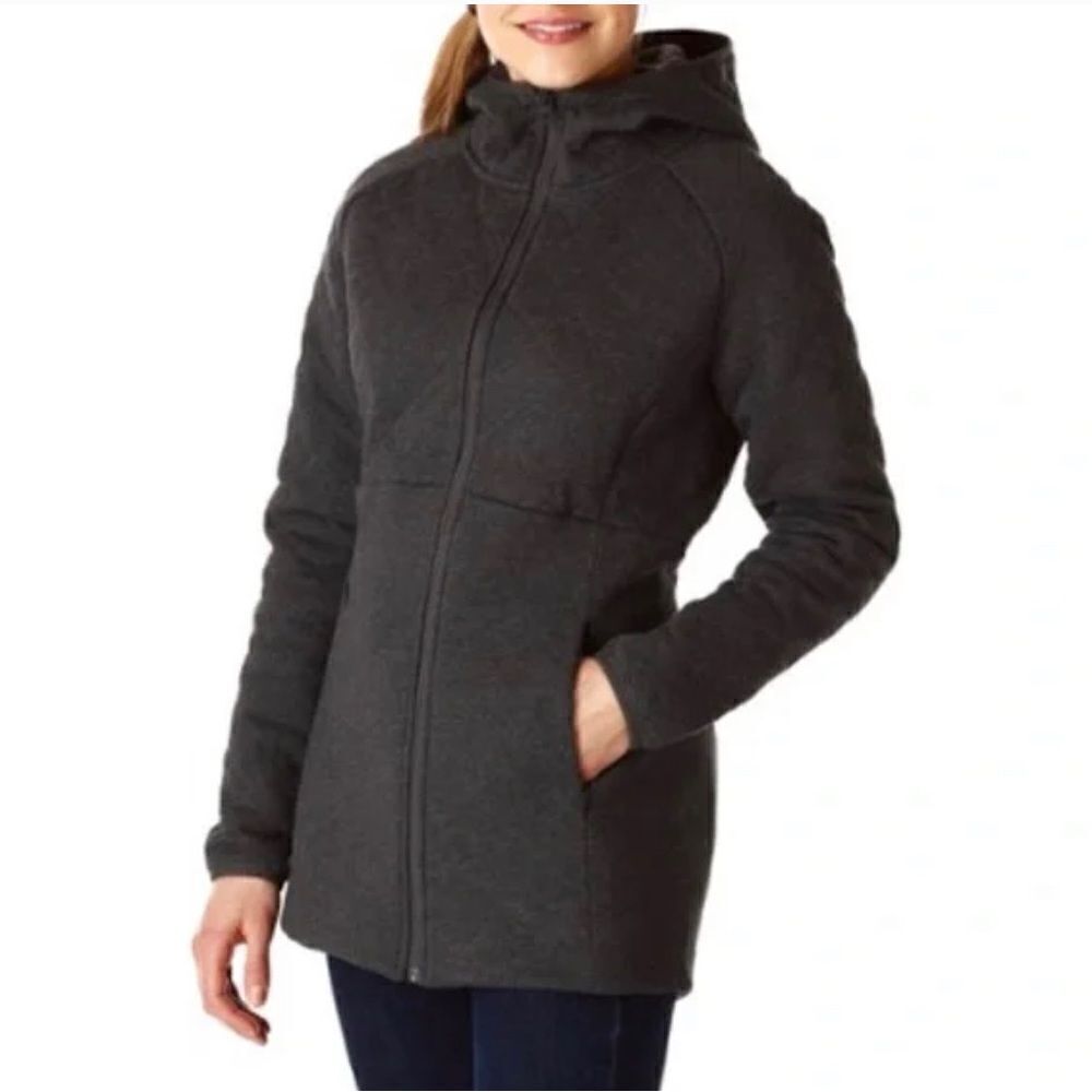 Northface caroluna hooded jacket black/ osito fur lined heavyweight sz XS